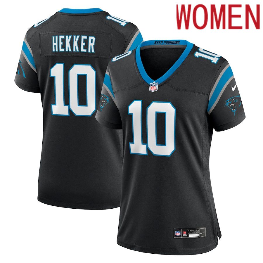 Women Carolina Panthers 10 Johnny Hekker Nike Black Team Game NFL Jersey